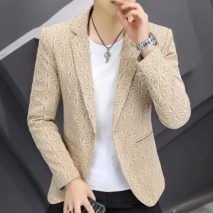 Men's Slim Fit Blazer – Single Button Casual Suit Jacket for Autumn & Winter