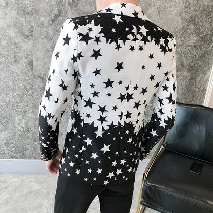 Star Print Slim Fit Blazers 2026 New Men's Club Dress Groom Tuxedo Men's Formal Wedding Prom Suit Jacket Brand Costume Homme