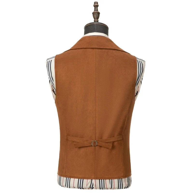 Men's Formal Vest Double Button Frosted Velvet Waistcoat for Weddings and Banquets