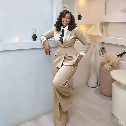 Classic Professional Burgundy Double Breasted Women's Suit Office Formal 2 Piece Jacket Pants Set Casual Daily Streetwear