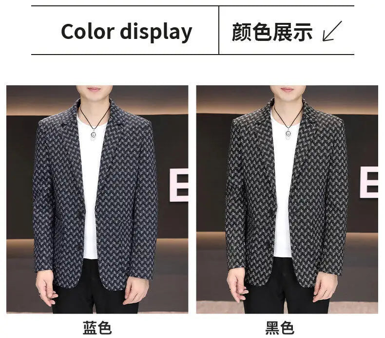 2025 Spring Autumn Letter Printed Suit Jackets Men Korean Fashion Slim Fit Blazer Masculino Casual Business Social Dress Coats