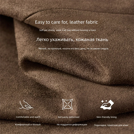 Women's Suede Casual Blazer Notched Lapel Loose Mid Length Outerwear 2026 Autumn New Brown Ladies Coat W63XC8300