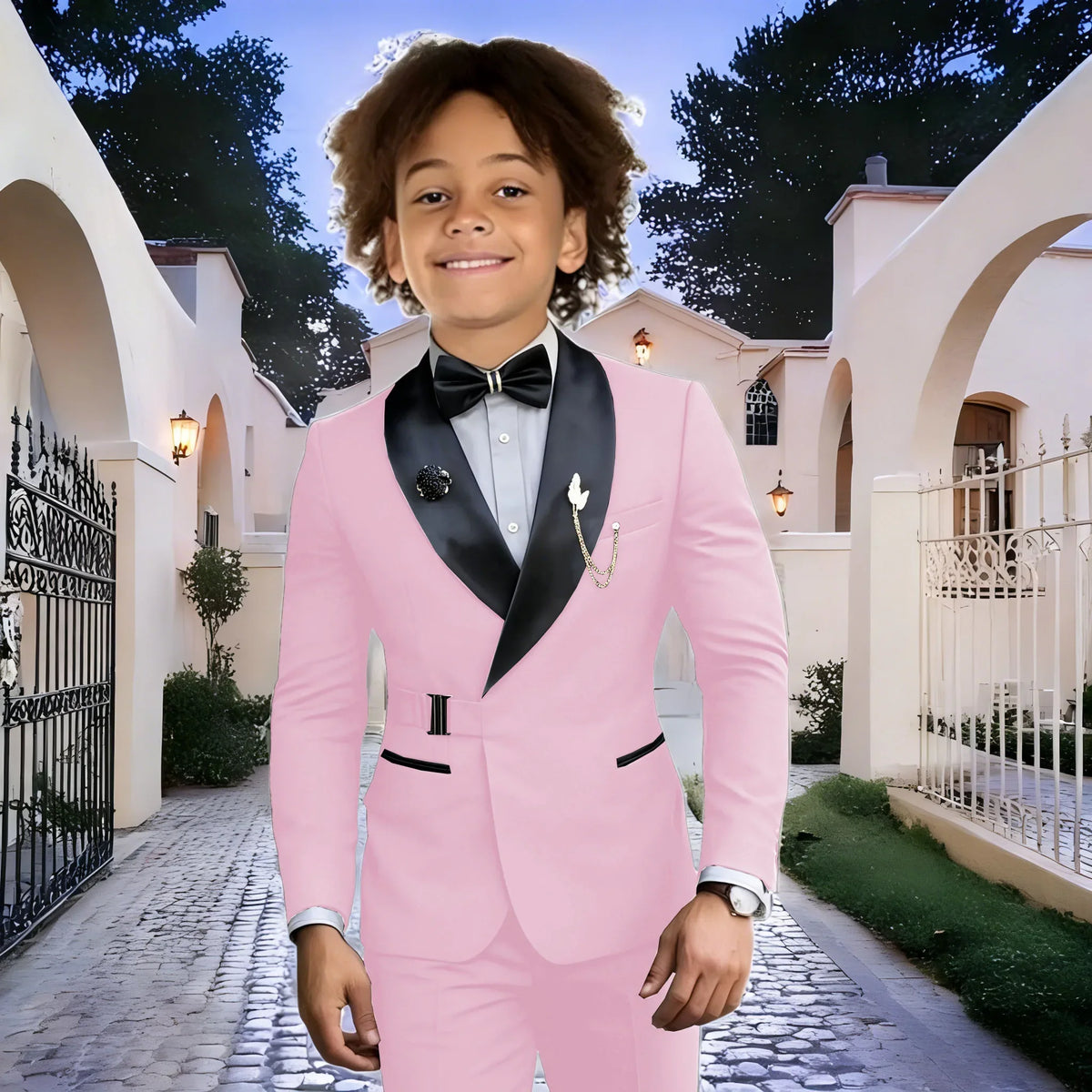 Navy Blue Boy Suits Wedding Kids Tuxedos 2 Pieces Formal Blazer Shawl Lapel Double Breasted Prom Suits (Jacket+Pants)