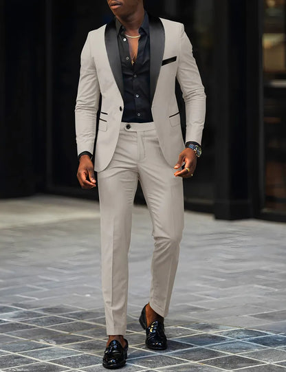 Ensemble 2 pièces pour homme, costume de mariage ou d'affaires, veste à un bouton et pantalon, ensemble veste slim fit