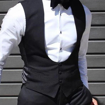Men's Slim Fit Suit Vest for Wedding & Formal Occasions – Black Single Breasted Waistcoat