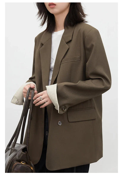 New Women Blazers Coat Loose Casual Plus Size Office Ladies Suit Jacket Spring Autumn 2026 Female Overcoat