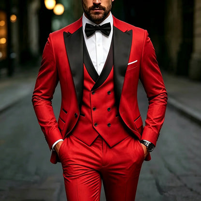 Fashion Men's Premium Solid Color Slim Fit Business Formal Suit Set, Perfect for Groom, Office, Wedding, Groomsman & Work Wear