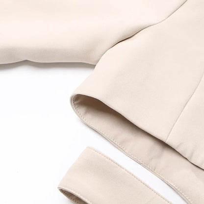 Women's Blazer Elegant Stylish Hollow Out Expose Waist Design Solid Color Patchwork Long-sleeved Slim Fit Suit-Coat HK28002