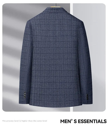 Blazer Men Business Gentleman Wedding Fashionable Checkered Best Gentlemanly Slimming and Casual Middle-aged and Elderly Blazer