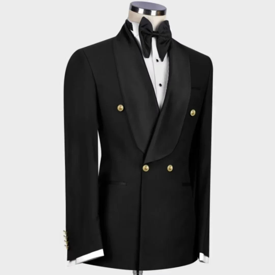 Men Suit 1 Piece White Double Button With Lapel Gold Button For Wedding Banquet Party Work Office Business Jacket