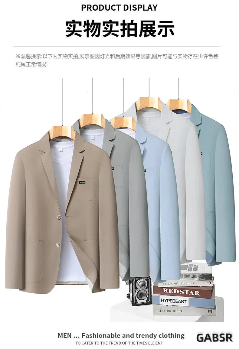 2026 Spring/Summer New High-End Suit Jacket Men's Lightweight Soft and Breathable Fashion Business Casual Jacket Top