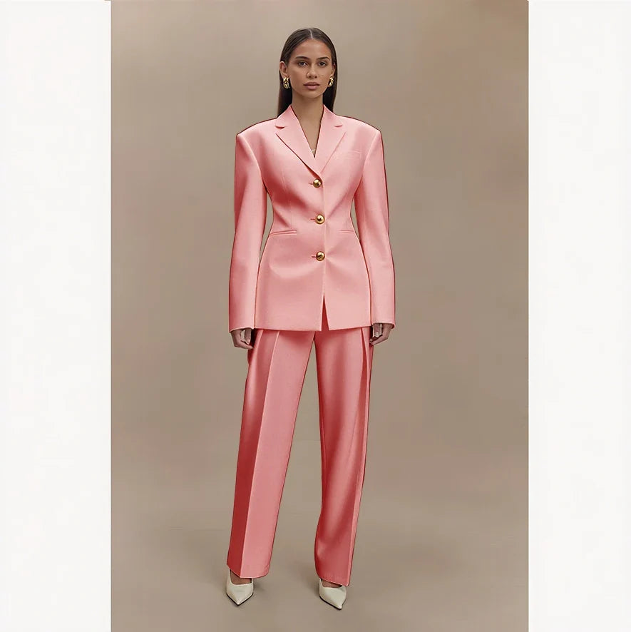 Dark Blue Women Suits Customized Slim Fitted Single-breasted Two Pieces(Jacket+Trousers) Ladies Formal Party Wedding Set