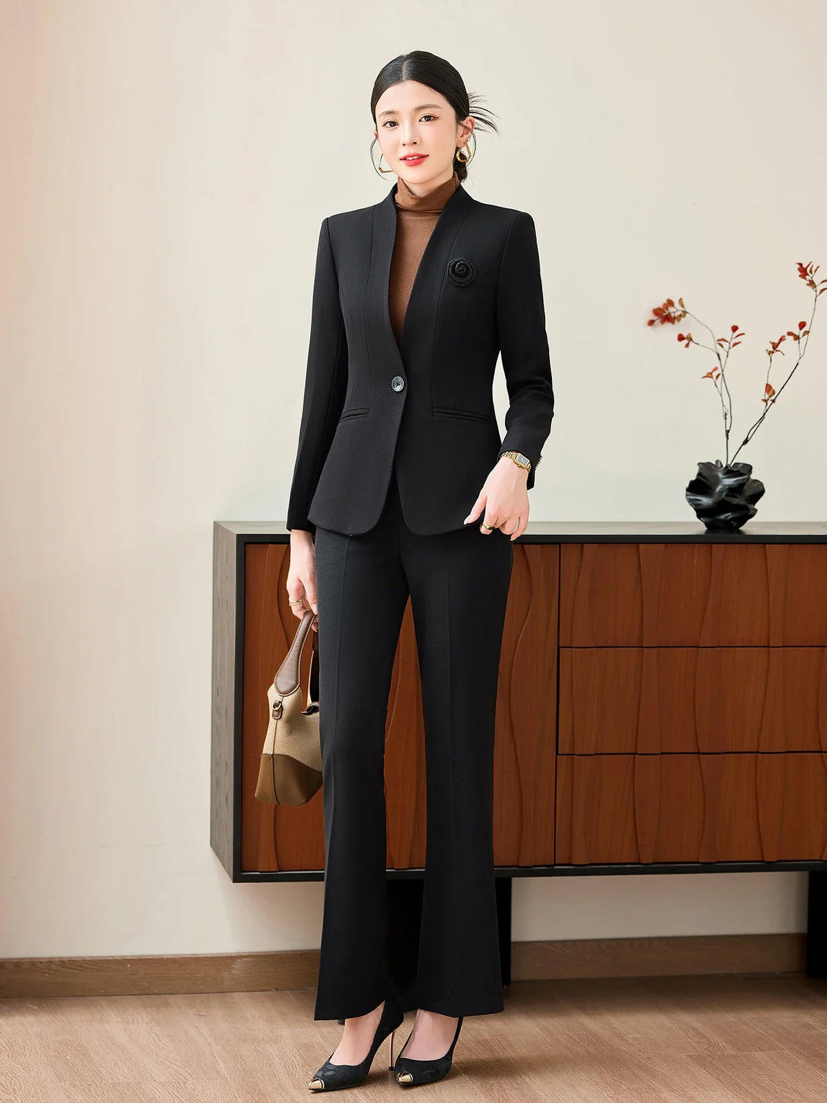 Fashionable professional women's two-piece trousers + suit jacket, slim and elegant. 2025 autumn winter new styles
