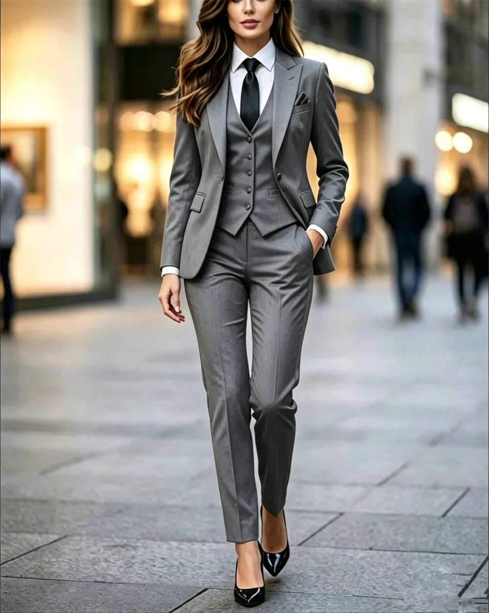 New Women's Tuxedo 3-Piece Elegant Slim Fit Women's Suits Formal Party Wear Outfits (Blazer+Vest+Pants)