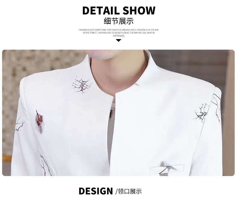 2026 Blazer Fashionable Outdoor Travel Youthful Wedding Versatile Printed Fabric Host Slim-fit Casual Lightweight Men's Blazer