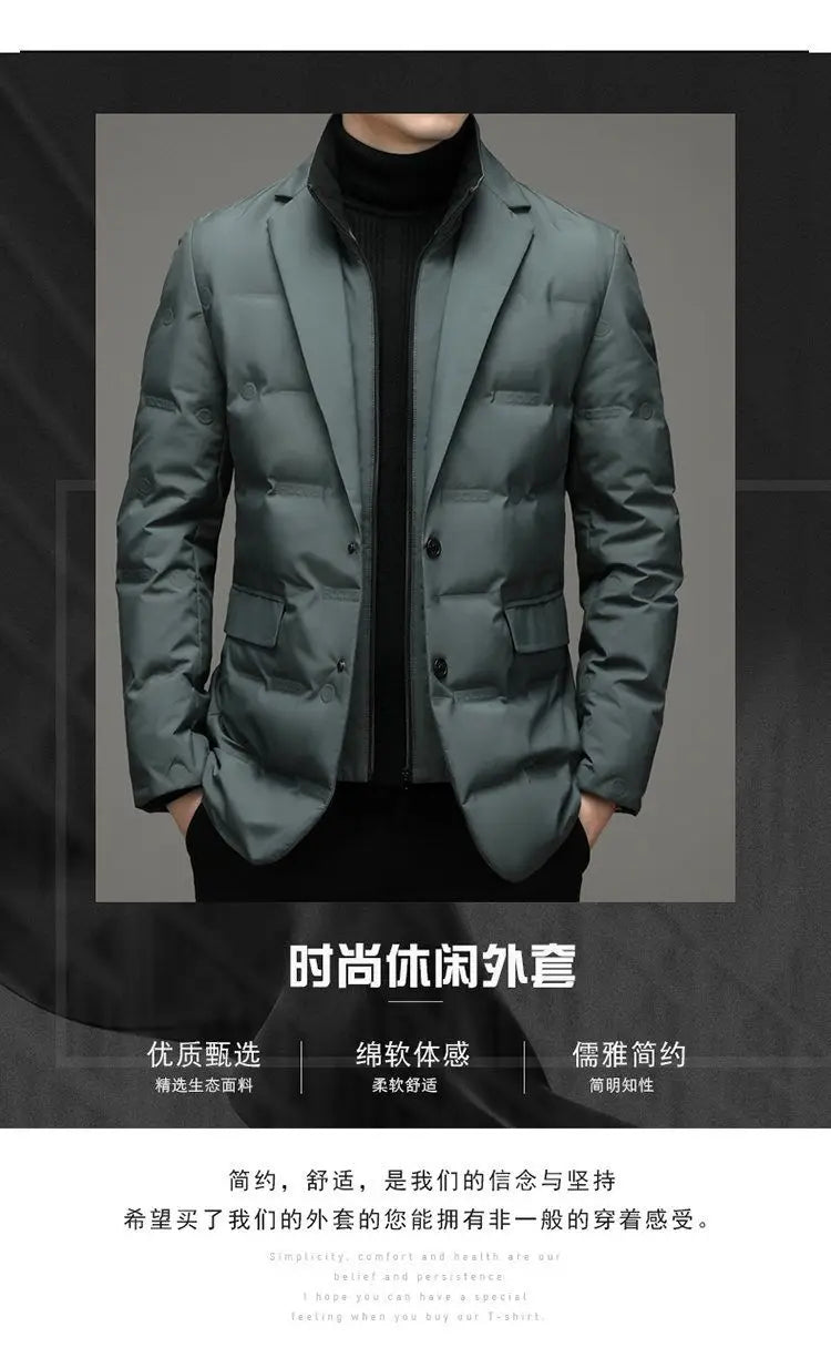 High Quality Men's Handsome down Jacket with Scarf Collar M-6XL Big Plus Size for Middle-Aged Dad Fashionable Outerwear