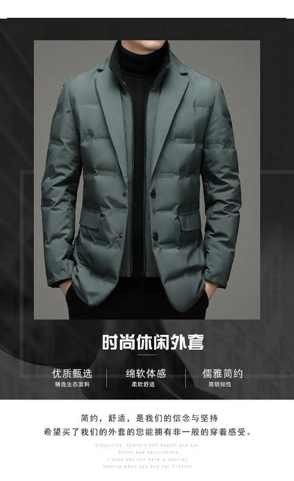 High Quality Men's Handsome down Jacket with Scarf Collar M-6XL Big Plus Size for Middle-Aged Dad Fashionable Outerwear