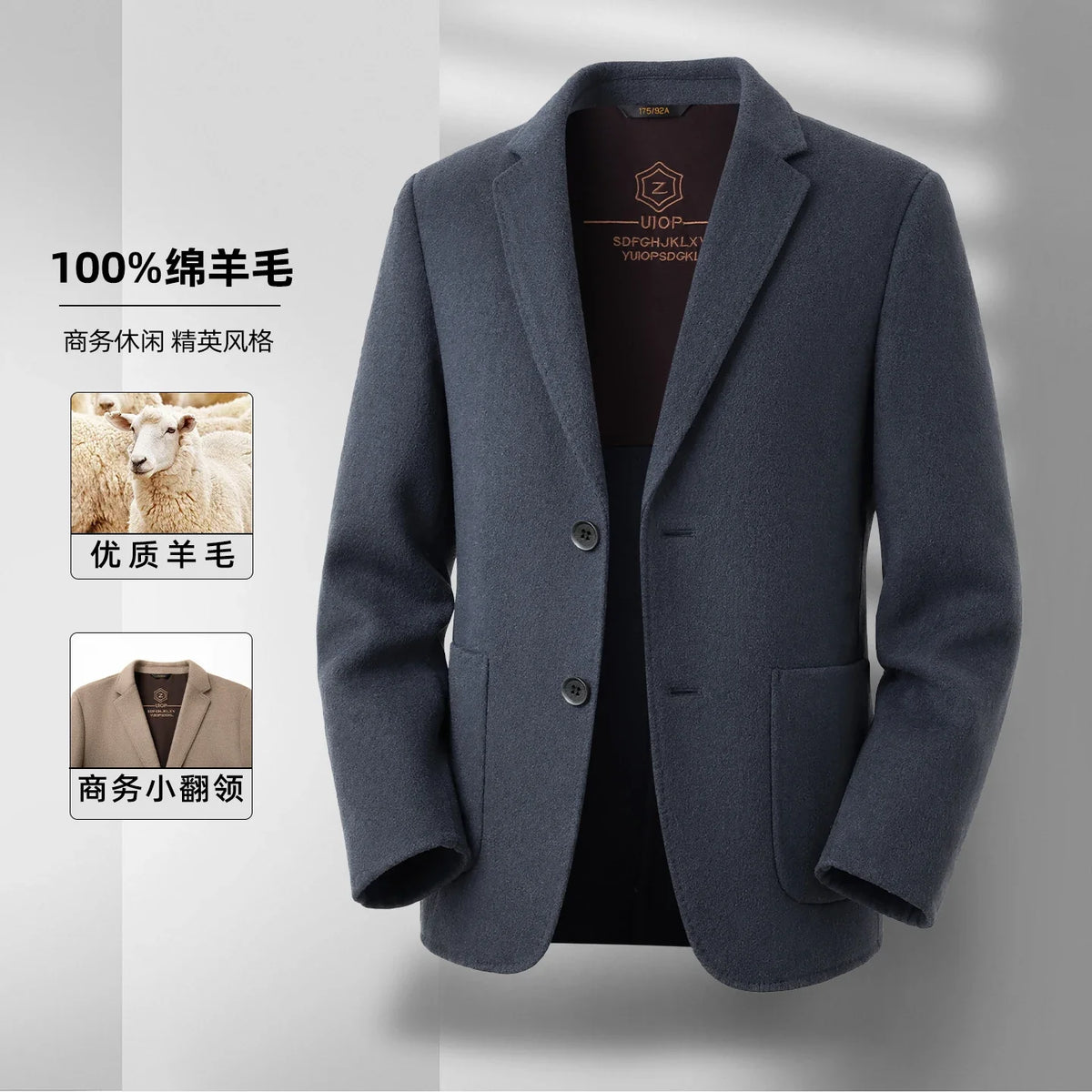 Men's Full Wool Double-Sided Tweed Casual Blazer Five Colors Single-Lining Autumn Winter Well-Structured Casual Business Suit Ja