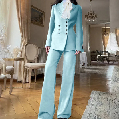 2025 New Women Casual Blazer Suit Set with Double-breasted Office Formal Pant Suit Separates Slim Fit Custom Made Traje de Mujer