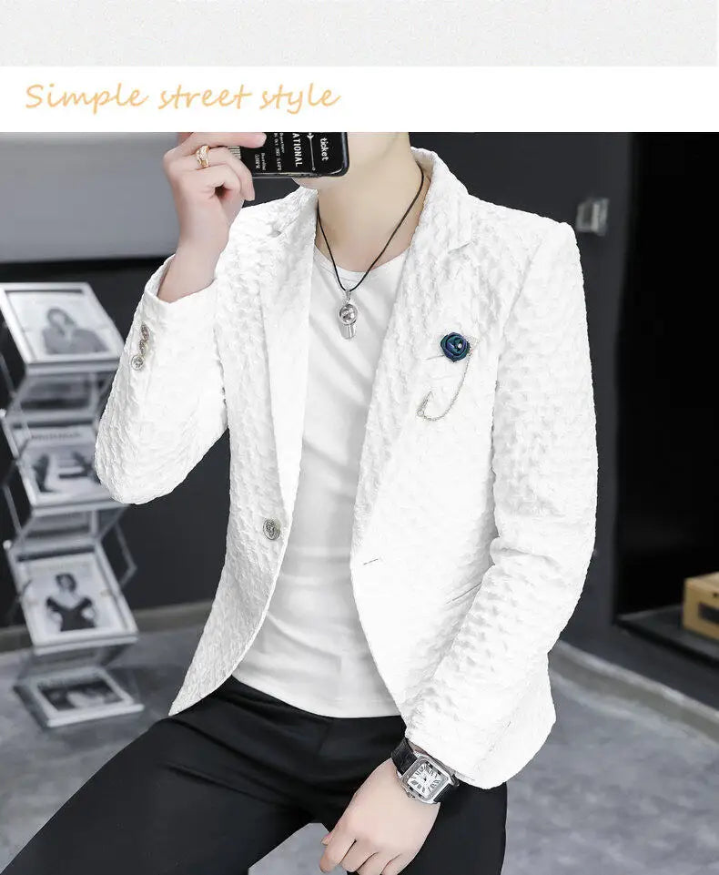 High Quality Suit Jacket Men Slim Fit Long Sleeve Casual Blazers Korean Fashion Streetwear Social Suit Jacket Men Clothing 2025