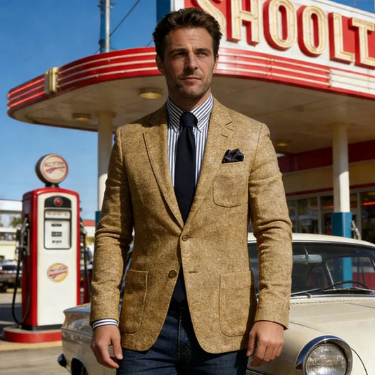 Men's Wool Blend Slim Fit Blazer Single-Breasted Lapel Jacket for Business and Formal Occasions