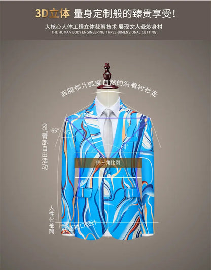 Men's Slim Fit Floral Two-Piece Suit – Smart Casual Wedding & Business Set