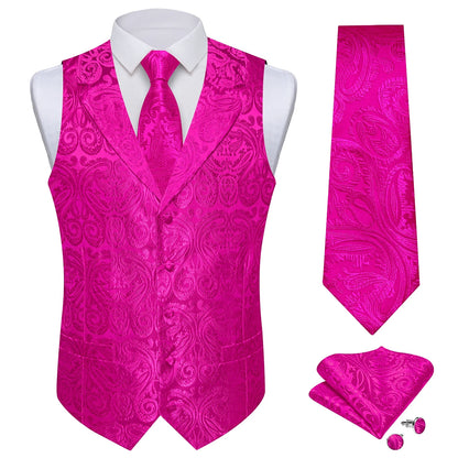 Men's Suit Vest & Tie Set – Paisley Jacquard Waistcoat for Weddings and Formal Occasions