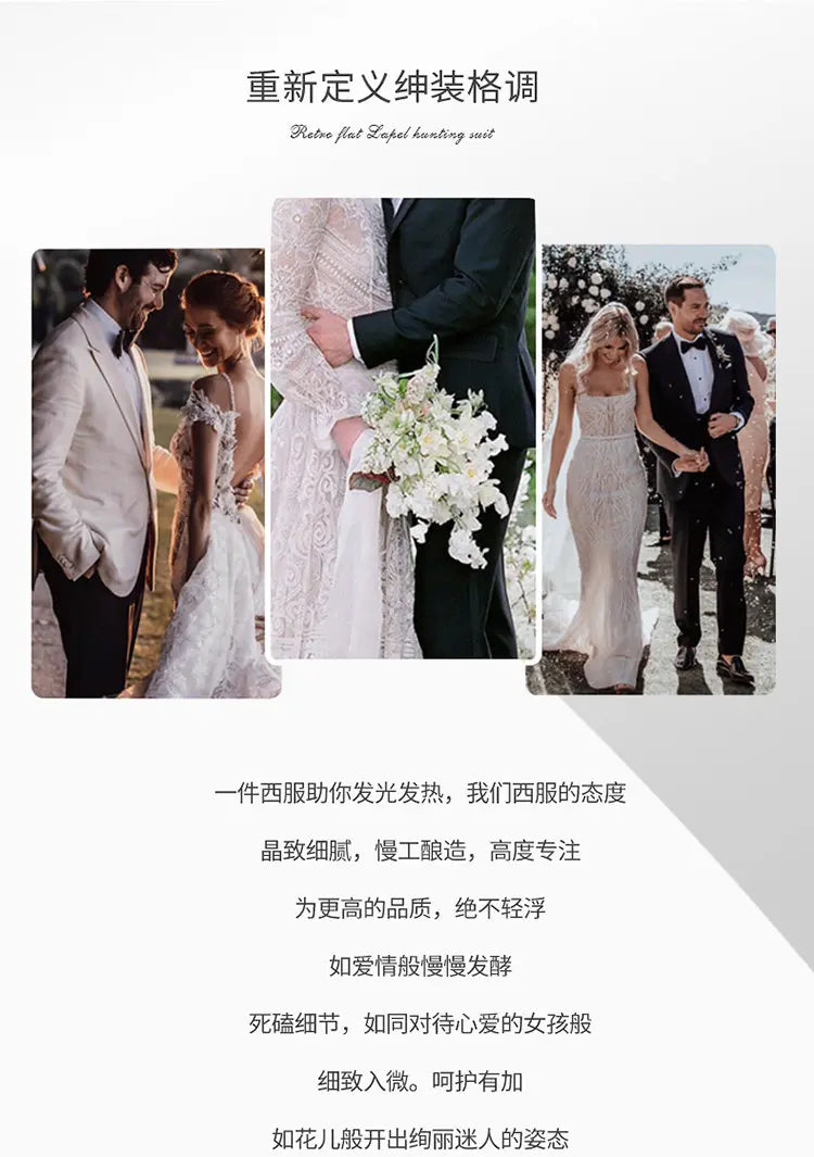 M-8XL Blazer Men's Business Gentleman Korean Wedding Fashion Trend, Slim Fit, Versatile, High-end Casual, Woolen Blazer