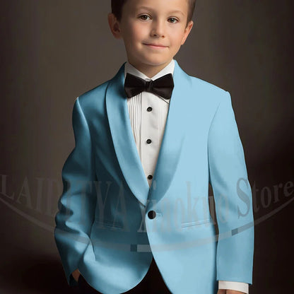 Chic Suits for Boy Cute Shawl Lapel One Button Blazer with Pants Party Costume Wedding Tuxedos 2 Piece Fashion Kids Clothes