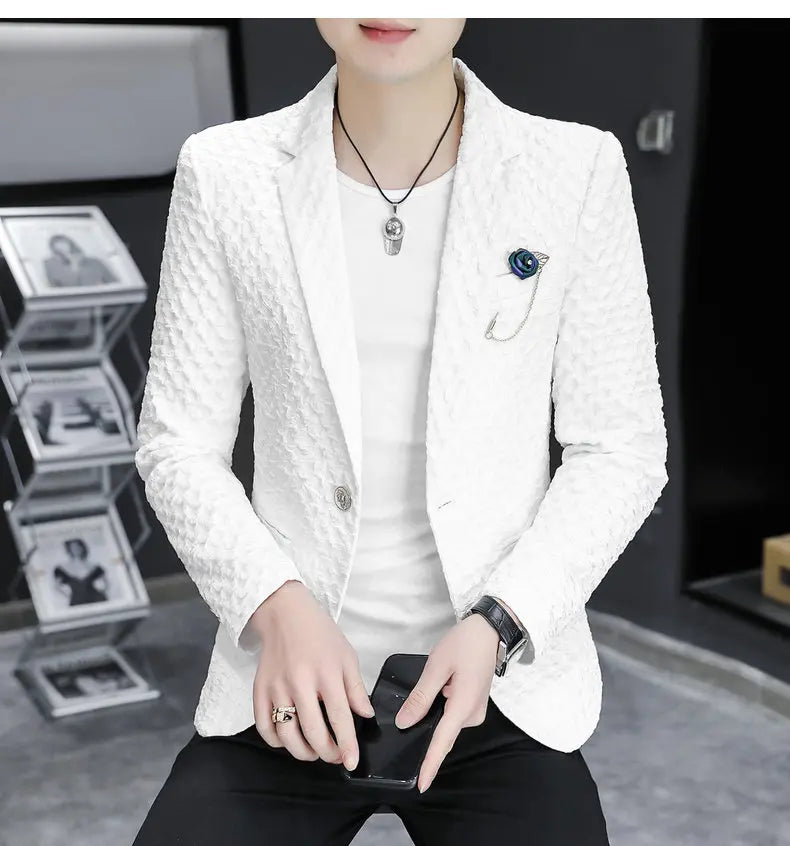 Blazer Men's Fashion Outdoor Travel Gentleman Wedding Slimming Business Versatile Trendy Casual Korean-style Formal Wear Blazer