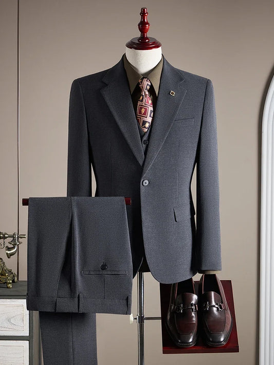 7XL-S(Jacket+Vest+Pant) Men Suit Formal Business Work Wedding Stage Tuxedo Fashion Men Slim Social Formal Suit 3 Pcs /2Pcs