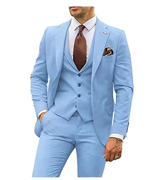 Men's Suits Business Casual Groom Tuxedos Party Suit Notched Lapel Slim Fit Costume Homme (jacket+vest+pants)