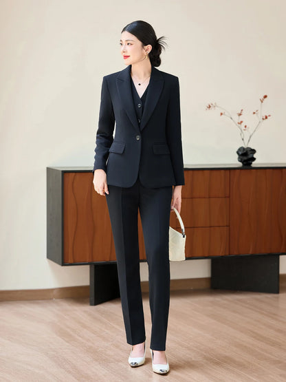 Fashionable professional women's two-piece pant+ suit jacket. Sophisticated elegant, slim fit comfortable. 2025 new style