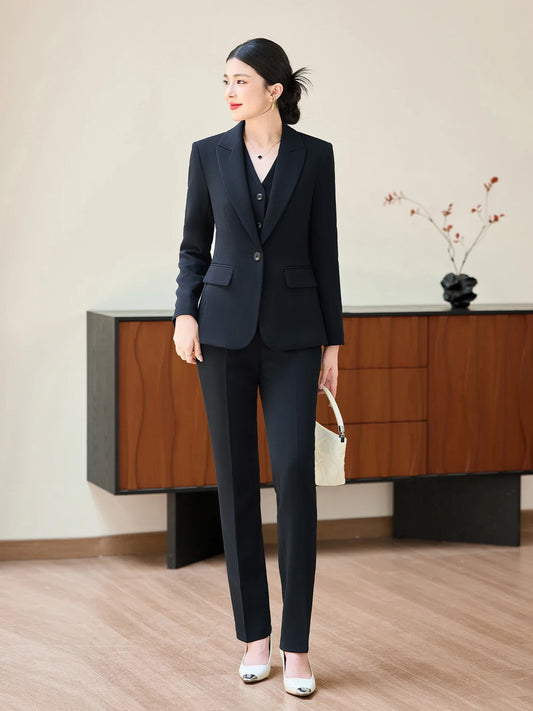Fashionable professional women's two-piece pant+ suit jacket. Sophisticated elegant, slim fit comfortable. 2025 new style
