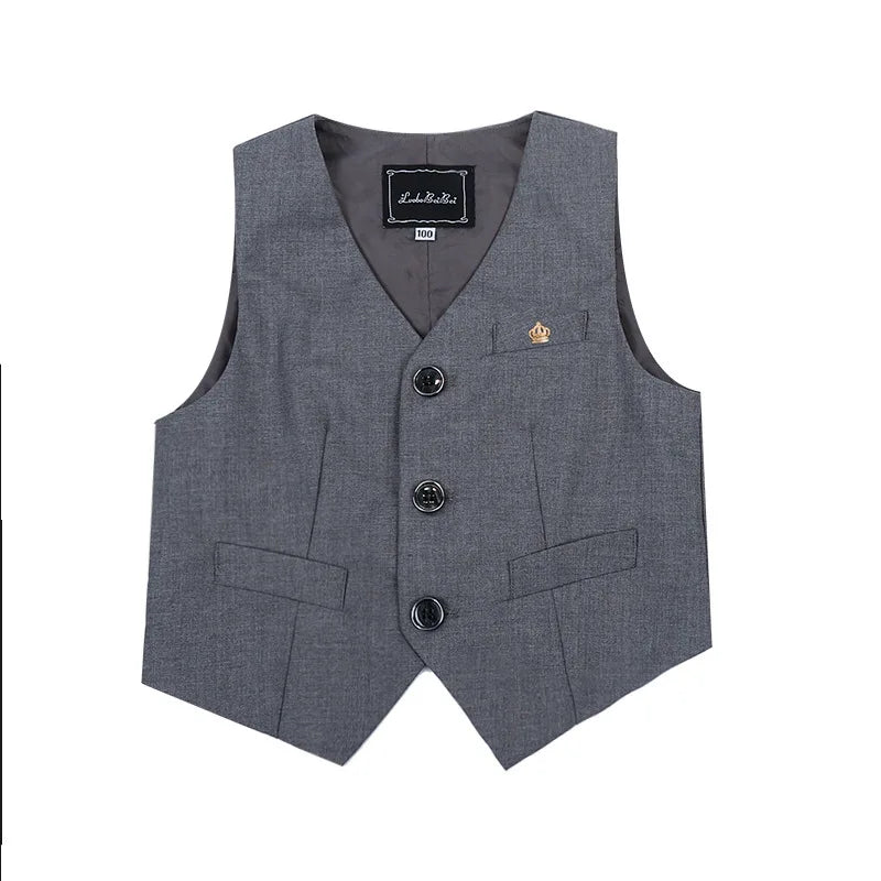 Boys Girls Summer 3Pieces School Uniform With Vest Shorts/Skirt Tie Children's Piano Host Speech Chorus Performance Costume
