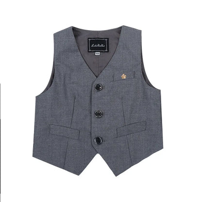 Boys Girls Summer 3Pieces School Uniform With Vest Shorts/Skirt Tie Children's Piano Host Speech Chorus Performance Costume