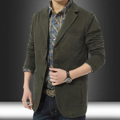 Blazer Pure Cotton Loose Men Fashion Business British Style Casual Three Button Cotton Casual Clothes Single West Coat Blazer