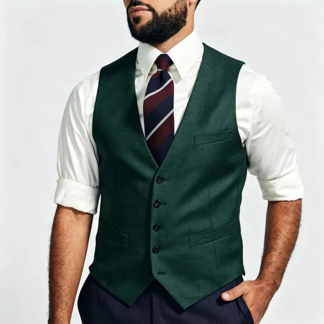 Men's Formal Vest – Single Breasted V-Neck Suit Waistcoat for Weddings & Business