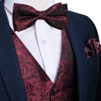 Men's Suit Vest Bow Tie Set – Formal Waistcoat with Necktie and Pocket Square for Weddings
