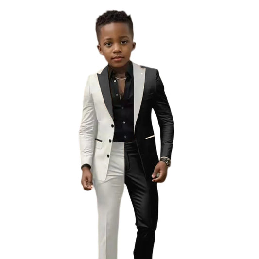 Color blocked Children's Fashionable Suit 2 Pieces Stage Performance Costumes Casual Smart Boys Tuxedo Party Outfit 2-20T