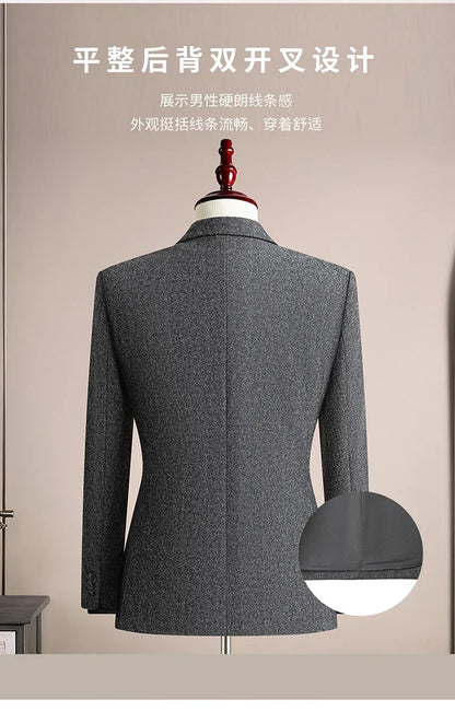 Autumn Winter Thicken Warm 50% Woolen Men Suit Jacket Retro Style Fashion Business Slim Fit Casual Wedding Groom Coats Tailcoat
