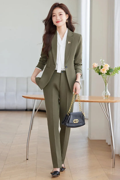 2026 Professional Womens Autumn and Winter New Two-Piece Long-Sleeved Suit + Trousers. Fashion Boutique Suit