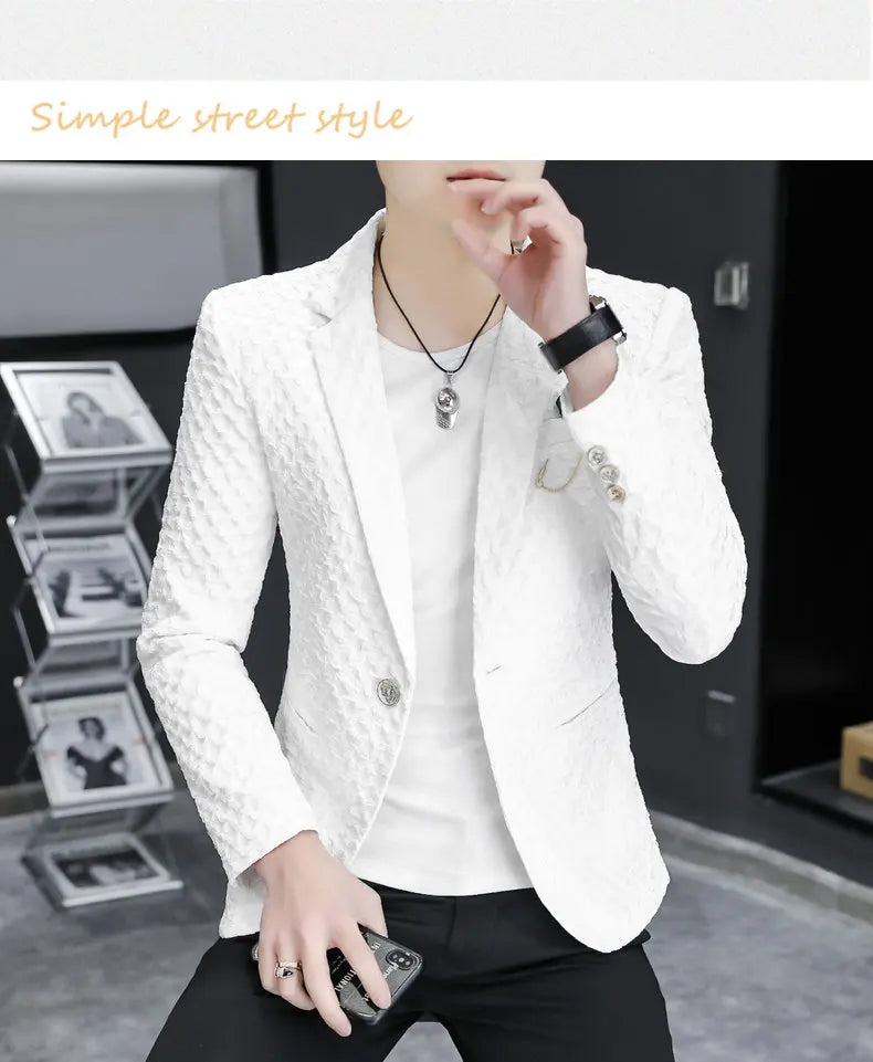 Blazer Men's Fashion Outdoor Travel Gentleman Wedding Slimming Business Versatile Trendy Casual Korean-style Formal Wear Blazer