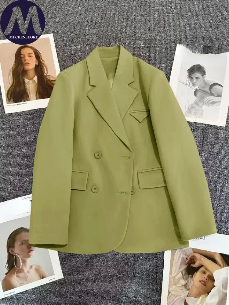 Women's Korean Fashion Long Sleeve Blazer Spring Autumn Casual Loose Office Coat Versatile Street Trend Blazer for Women