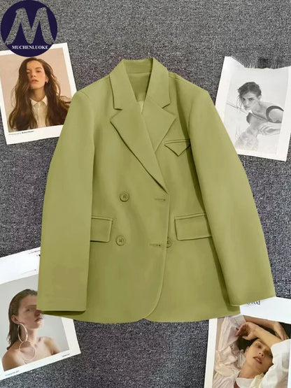 Women's Korean Fashion Long Sleeve Blazer Spring Autumn Casual Loose Office Coat Versatile Street Trend Blazer for Women