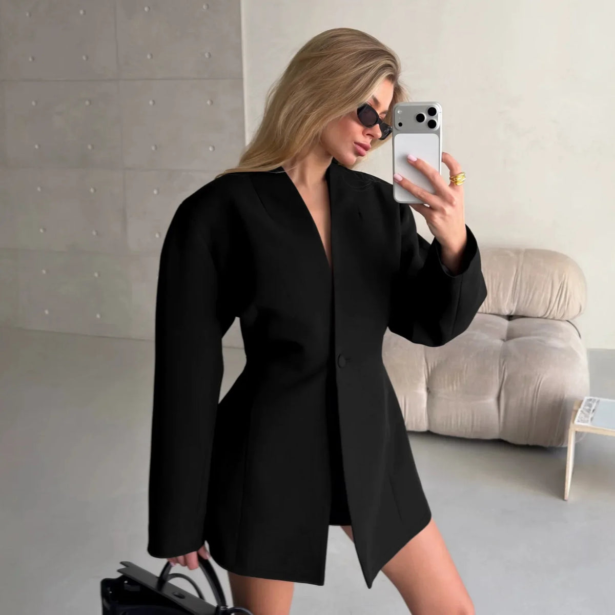Winter,European,Clothes,Workplace,Office,Suit coat,Chic,Sexy,V-Neck,Elegance,Women,Tops,Long Sleeve,Lace up,Jacket,2026,6722002