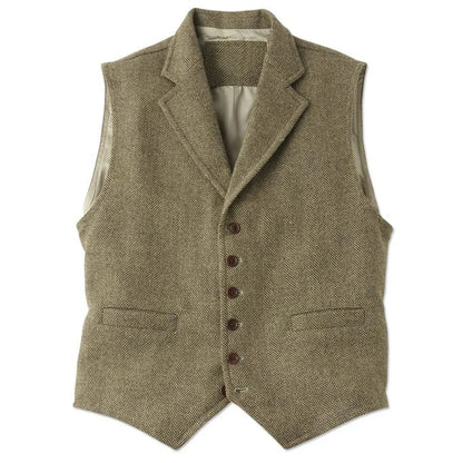 Herringbone Waistcoat – Slim Fit Men's Vest for Groomsmen & Wedding