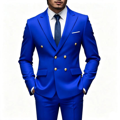 Costume 2 pièces ajusté pour homme, veste de costume et pantalon assorti, pour tenue de cérémonie, d'affaires ou de mariage