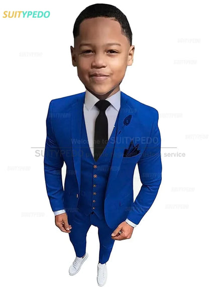 New Fashion Boys Suits Children Birthday Formal Outfit Blazer Vest Pants 3 Pieces School Activity Chorus Performance Costume
