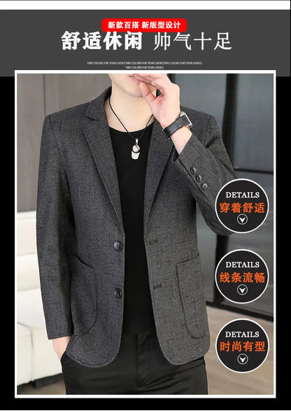 Blazer Men's Fashion Business Outdoor Travel Solid Color Trendy Wedding Youth Slimming Versatile Casual High Formal Wear Blazer